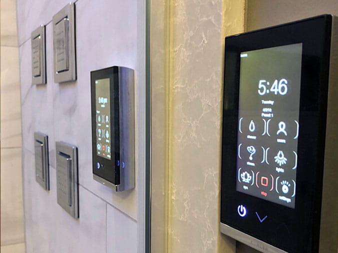 Digital controls for shower in the Green Art Plumbing Supply Showroom