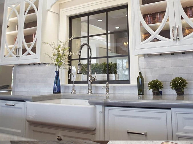 Kitchen sink with goosneck faucet at Green Art Plumbing Supply Showroom