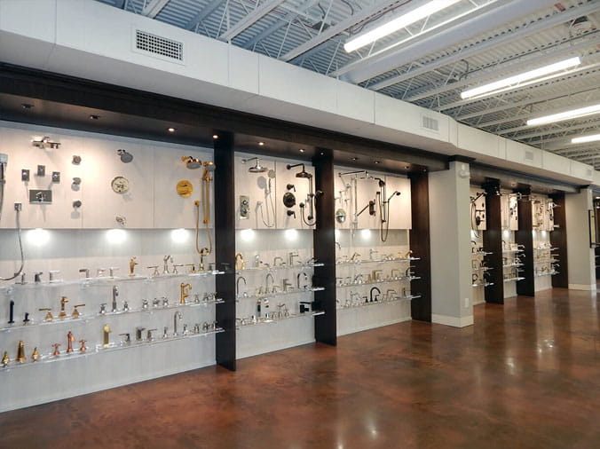 INterior shot of the Green Art Plumbing Supply Showroom